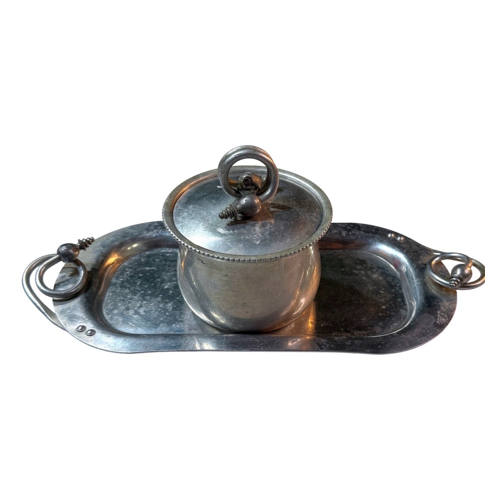 Vintage Buenilum B.W. Sugar Bowl + Tray Set Retro‎ Vintage MCM Industrial Chic